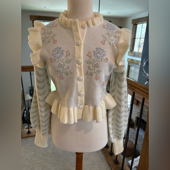 NWT Mable Floral Ruffle Print Cardigan Sz S - Picture 2 of 9